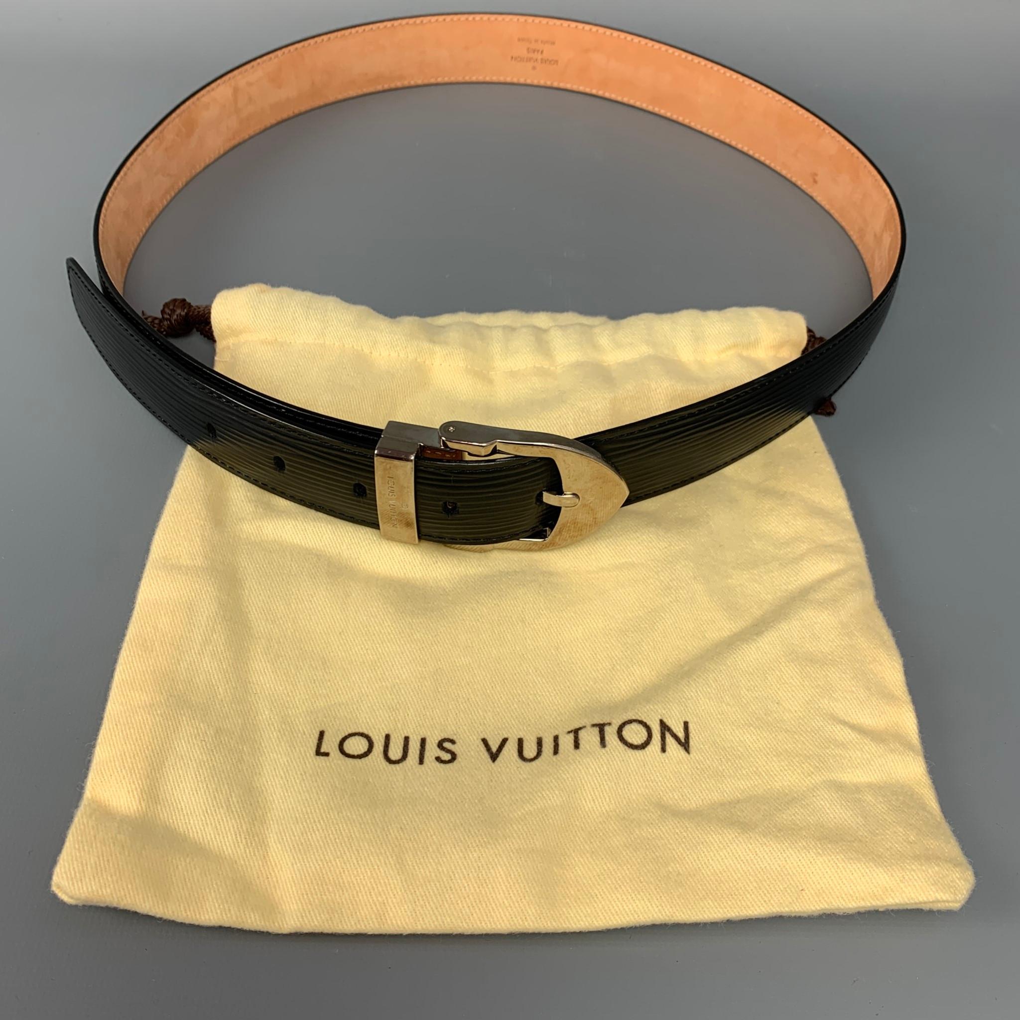 LOUIS VUITTON Size 36 Black Epi Leather Belt 1
