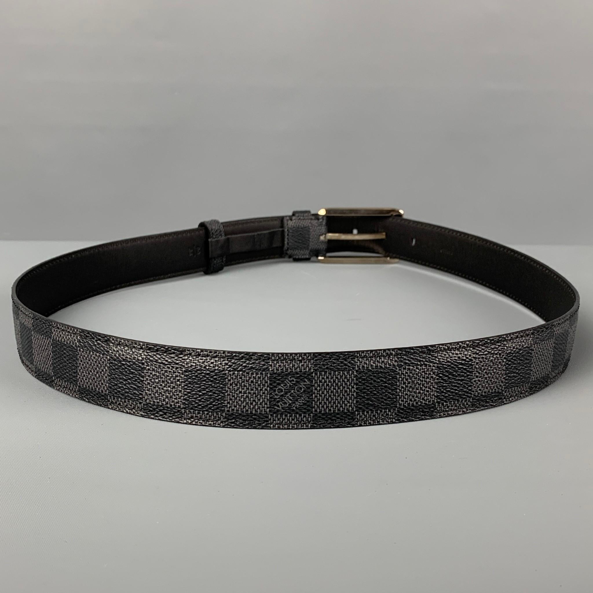 LOUIS VUITTON Size 36 Black Grey Damier Leather Belt at 1stDibs louis
