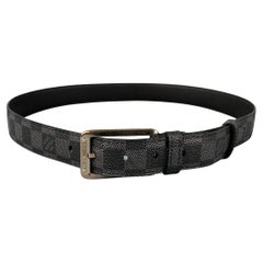 LOUIS VUITTON Size 36 Black Grey Damier Leather Belt