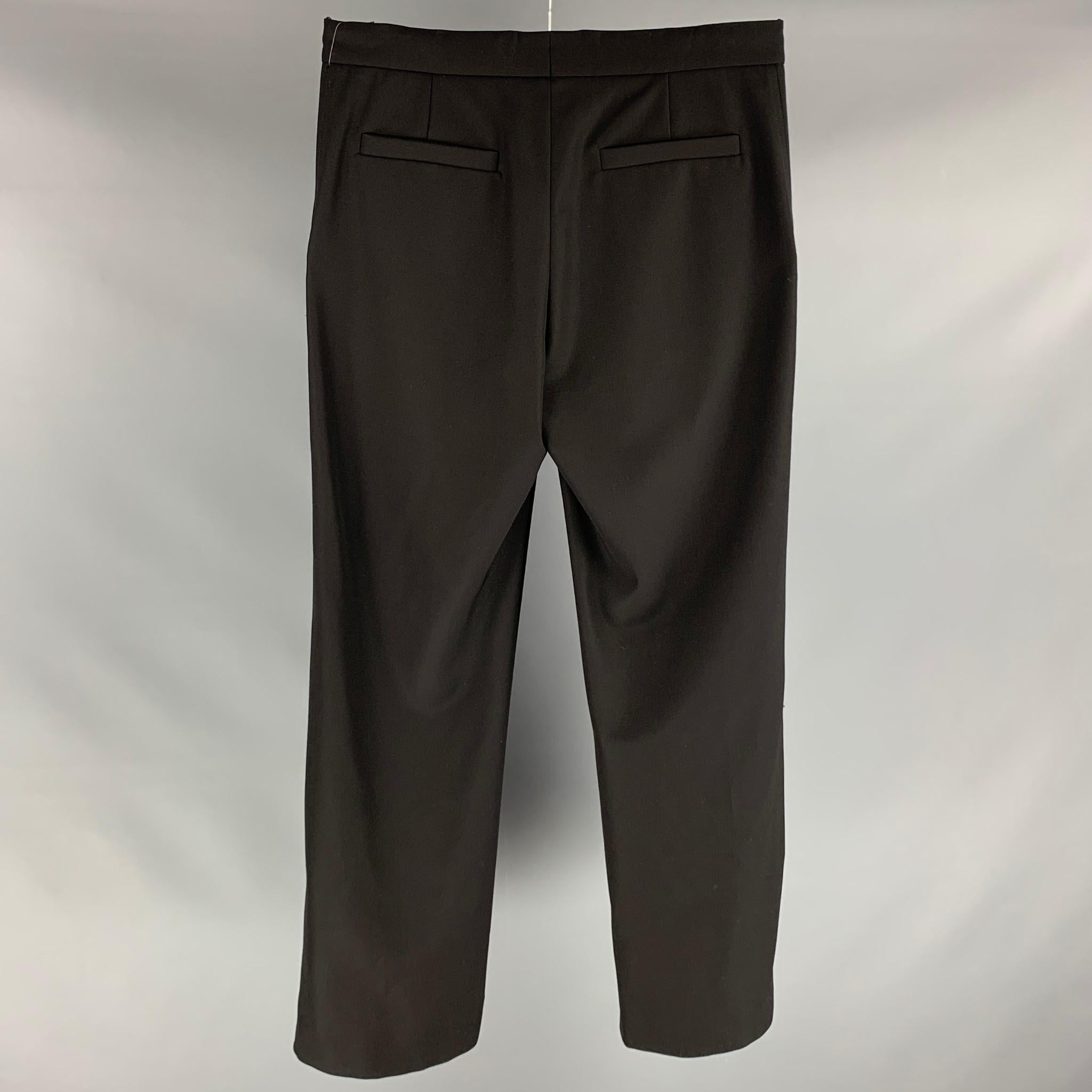 LOUIS VUITTON Size 36 Black Solid Polyester Wool Wide Leg Dress Pants In Excellent Condition In San Francisco, CA