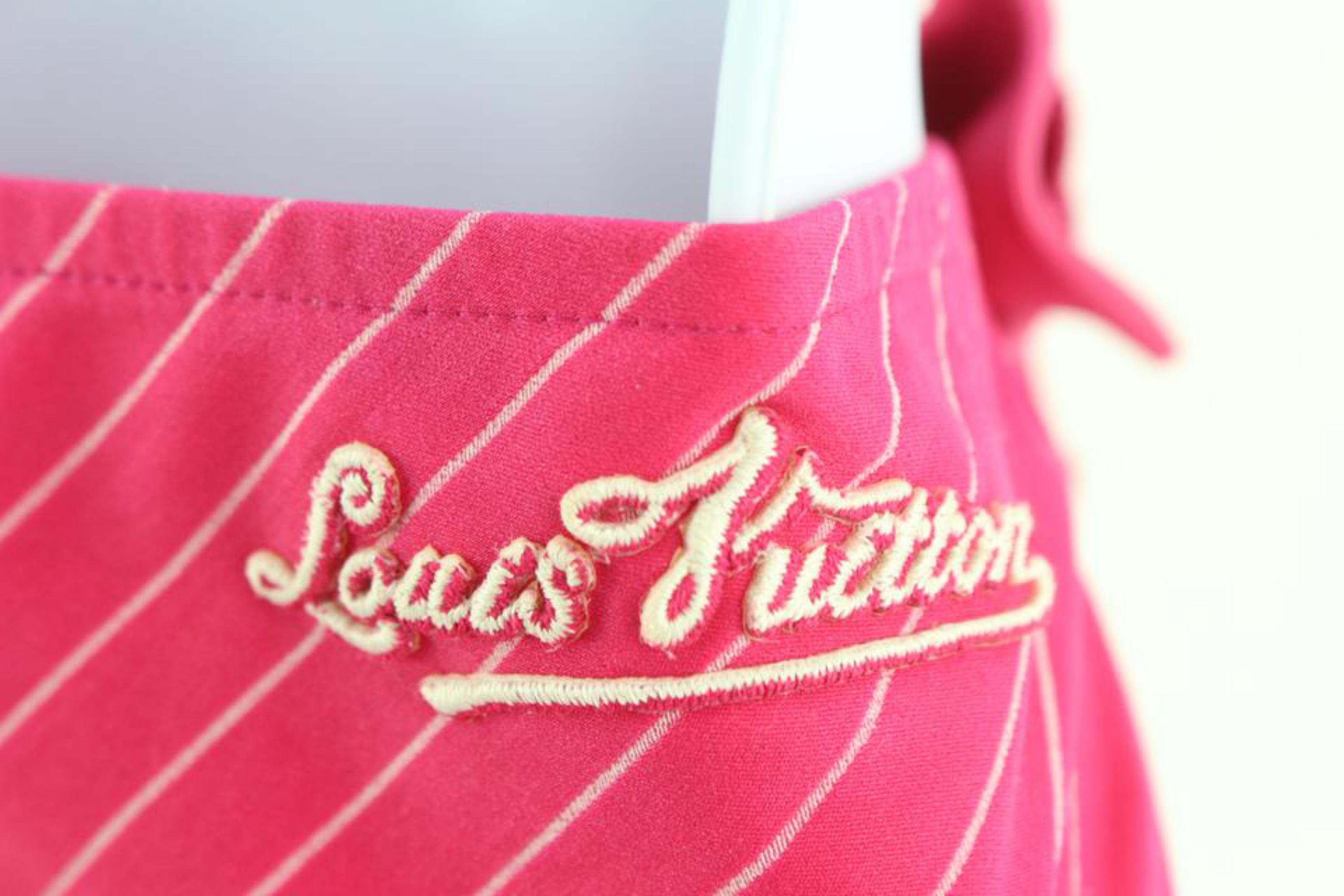Louis Vuitton Size 36 Fuchsia Hot Pink Pin Stripe Bikini 1224lv31
Made In: France 
Measurements: Bottom: Length:  13