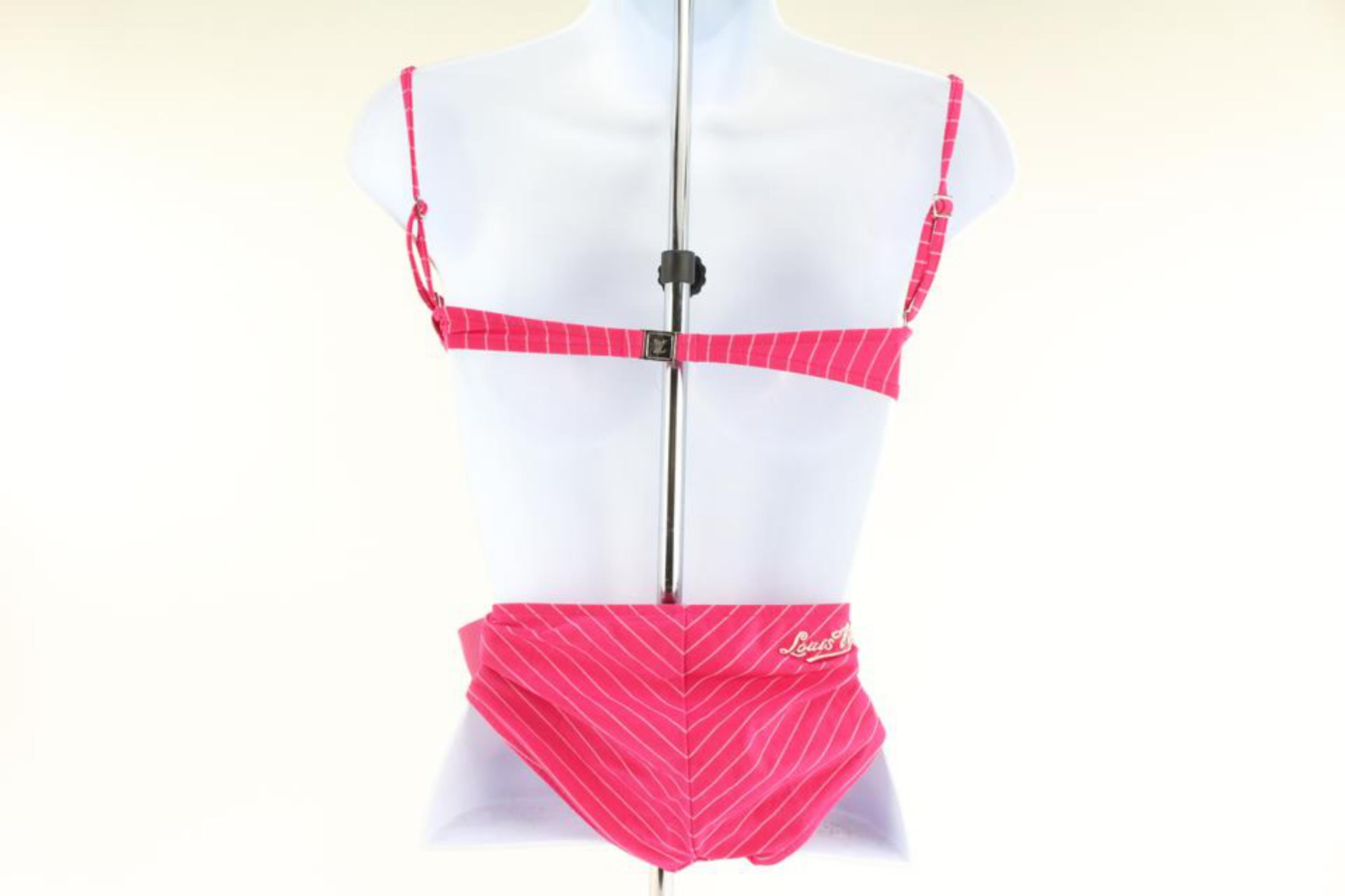 Louis Vuitton Größe 36 Fuchsia Hot Pink Pin Stripe Bikini 1224lv31 im Angebot 1