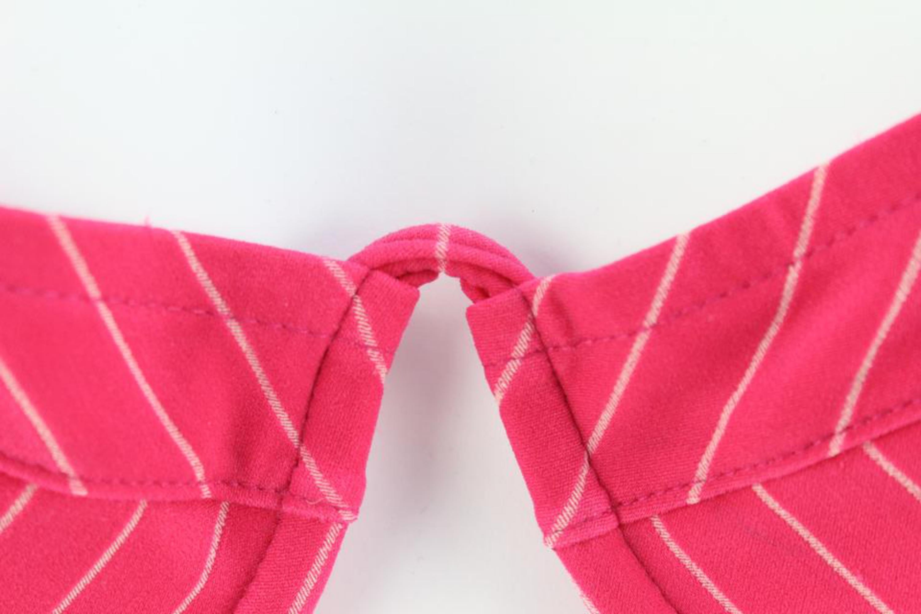 Women's Louis Vuitton Size 36 Fuchsia Hot Pink Pin Stripe Bikini 1224lv31 For Sale