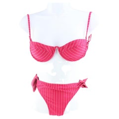 Louis Vuitton Size 36 Fuchsia Hot Pink Pin Stripe Bikini 1224lv31