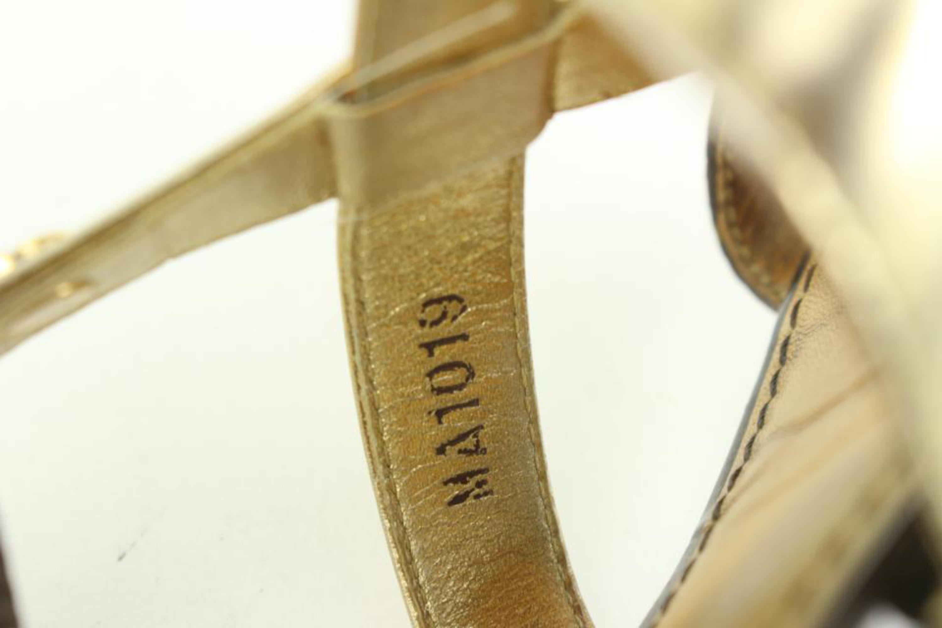 Louis Vuitton Size 36 Gold Leatherx Monogram Be Happy Flat Gladiator Sandals1224 For Sale 4