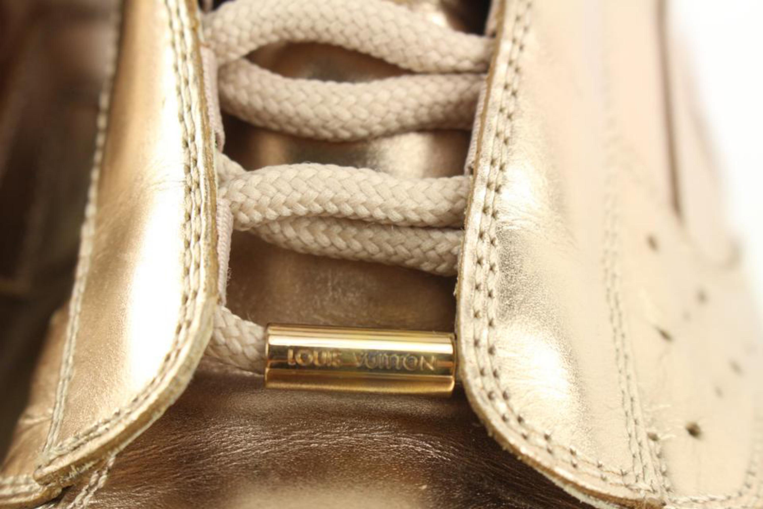 Louis Vuitton Size 36 Gold Metallic High Top Sneaker 1223lv15 For Sale 3