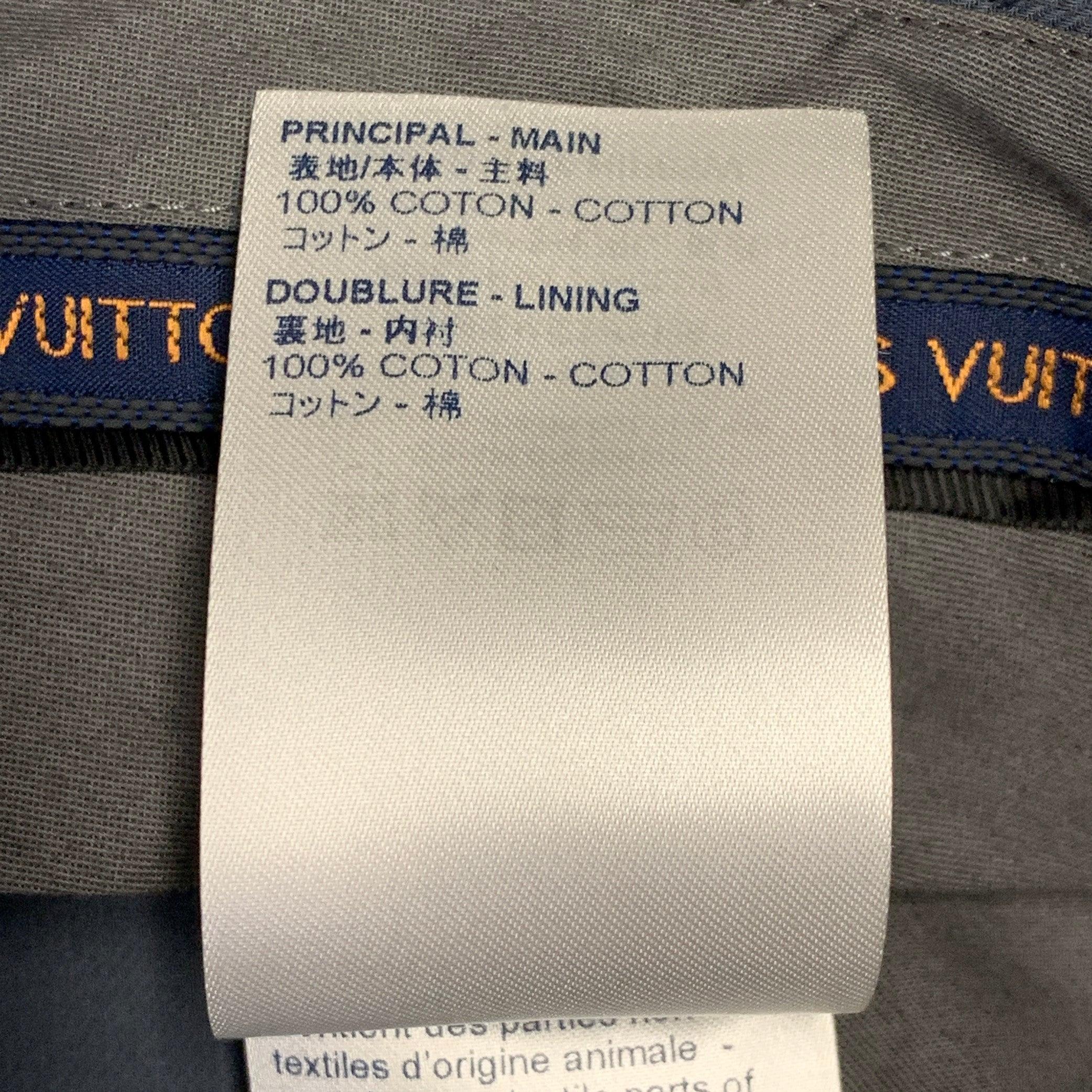 LOUIS VUITTON Taille 36 Pantalon habillé en coton sergé gris à devant plat en vente 2