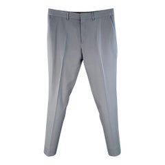 LOUIS VUITTON Taille 36 Pantalon habillé en coton sergé gris à devant plat