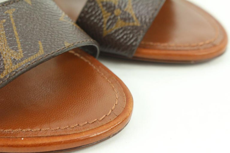 $995 Louis Vuitton Men's Brown Leather Sandals Sz LV 7 1/2 US 8 1/2  AUTHENTIC😍