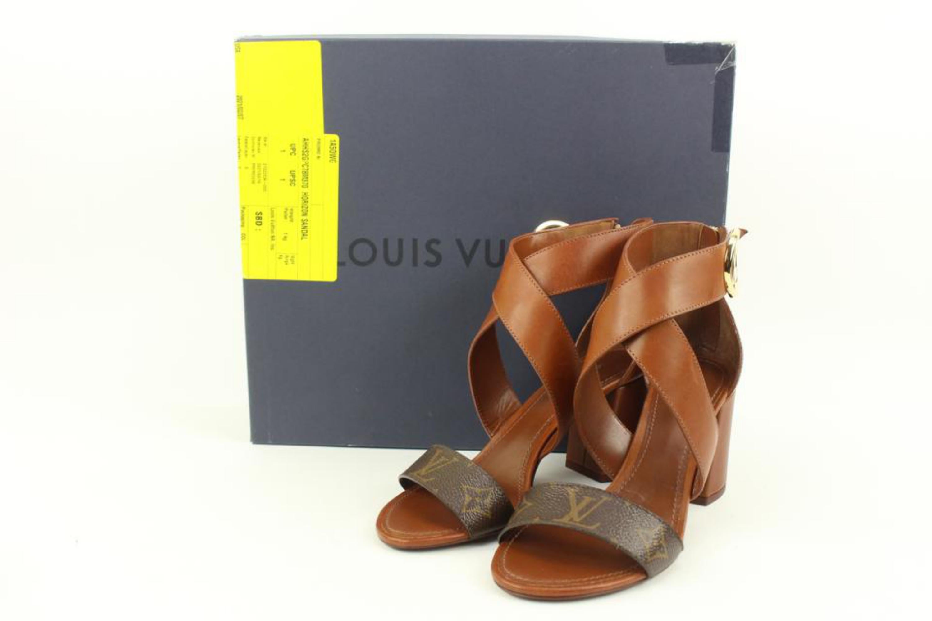 Louis Vuitton Size  Cognac Calfskin Monogram Horizon Sandals