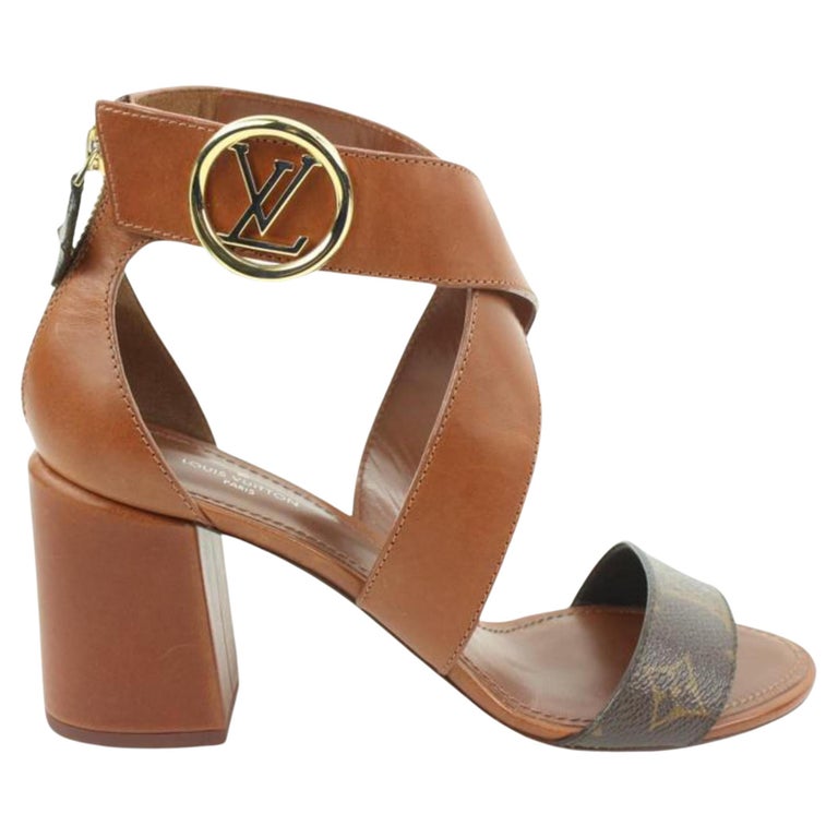 Louis Vuitton Brown Leather Horizon Slingback Sandals Size 39 at 1stDibs