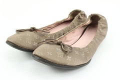 Louis Vuitton Size 37 Monogram Satin  Ballerina Flats 61lv32s