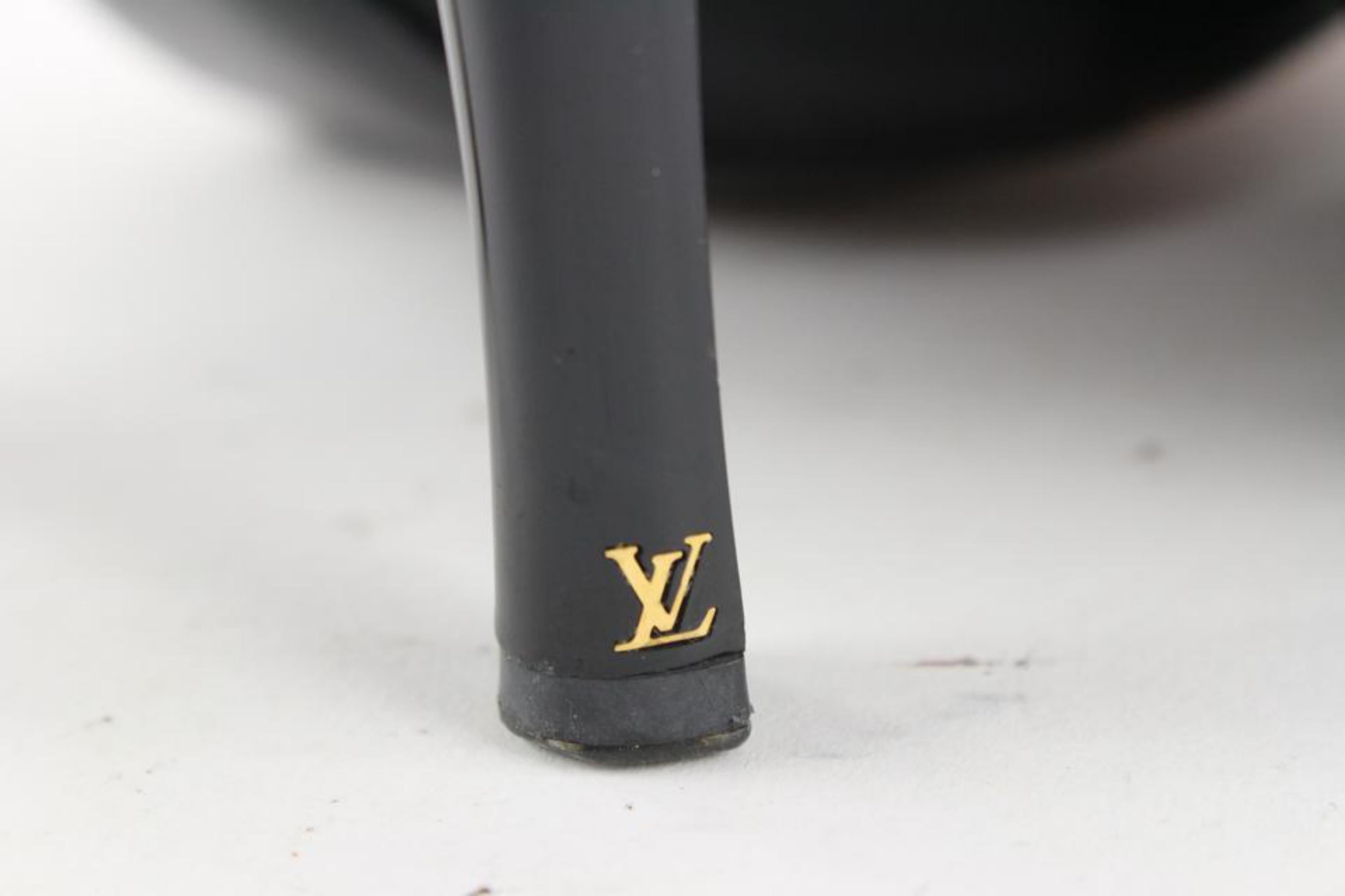 Women's Louis Vuitton Size 38 Black Patent Bow Motif Open Toe Heels 1224lv36 For Sale