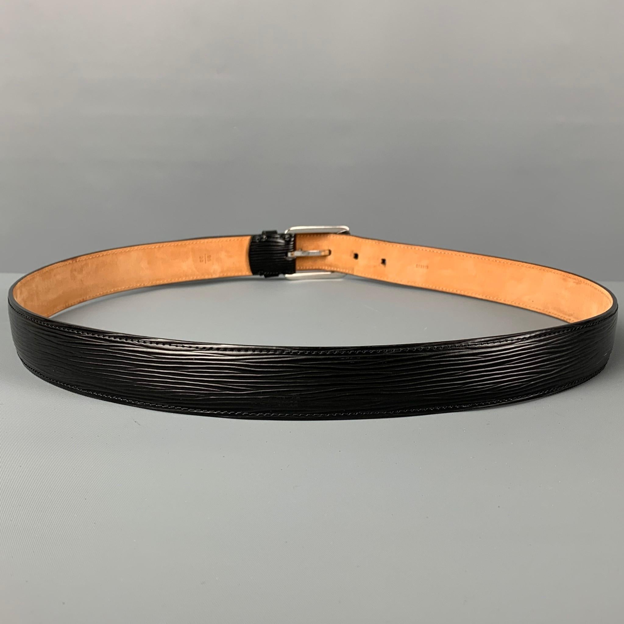 LOUIS VUITTON Size 38 Black Textured Epi Leather Belt In Good Condition In San Francisco, CA