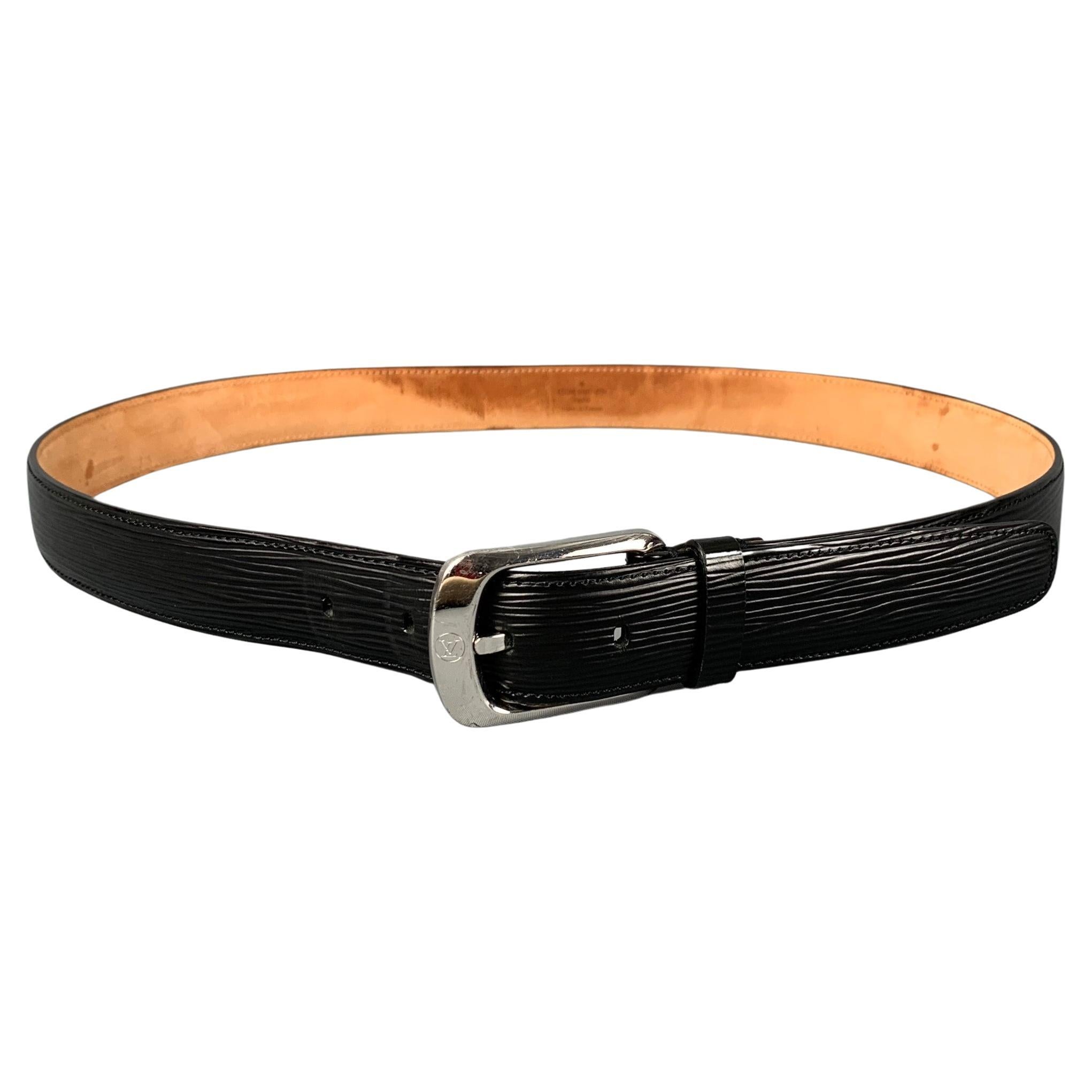LOUIS VUITTON Size 38 Black Textured Epi Leather Belt
