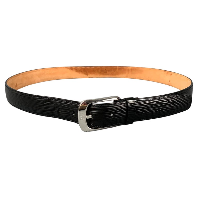 LOUIS VUITTON Size 38 Black Textured Epi Leather Belt at 1stDibs