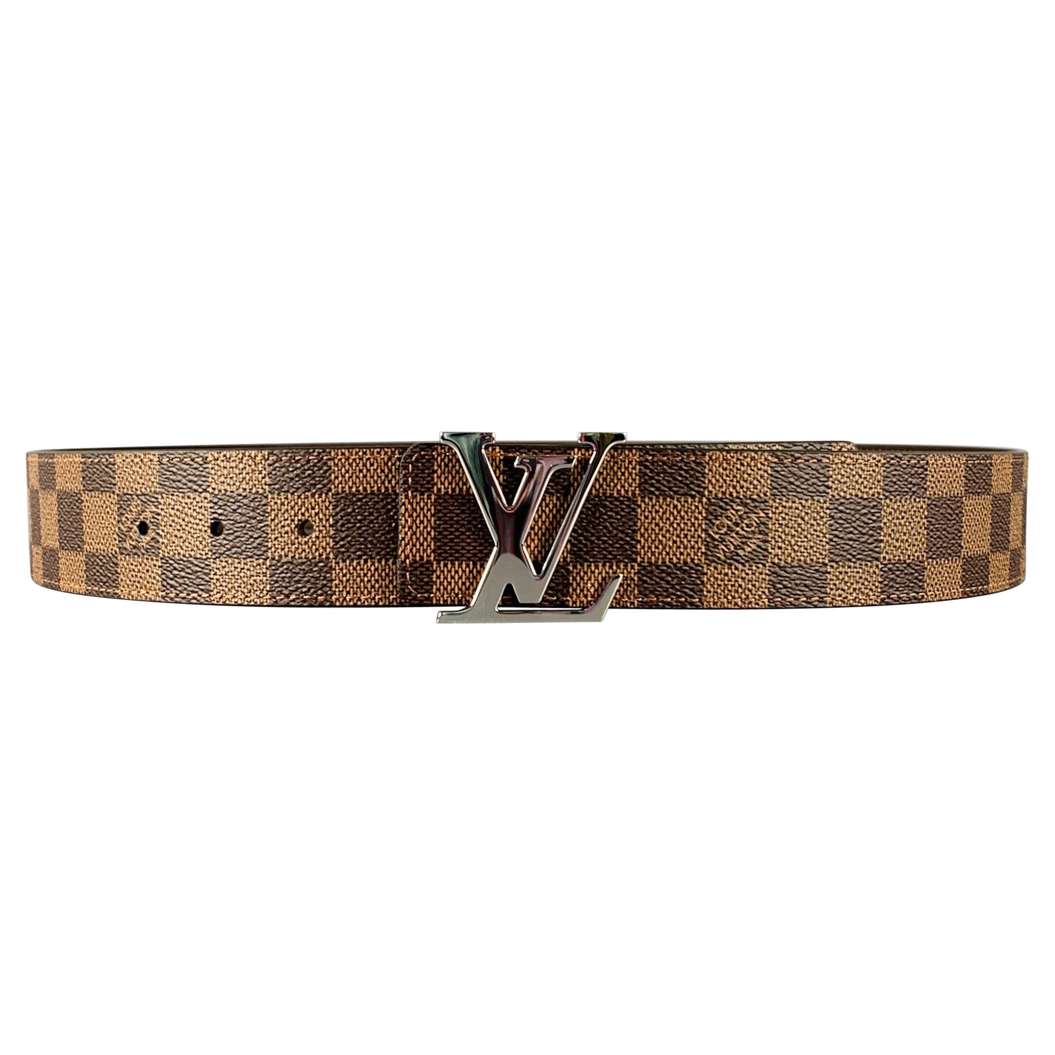 LOUIS VUITTON  Taille 38 LV Initiales Ceinture en toile à carreaux beige marron