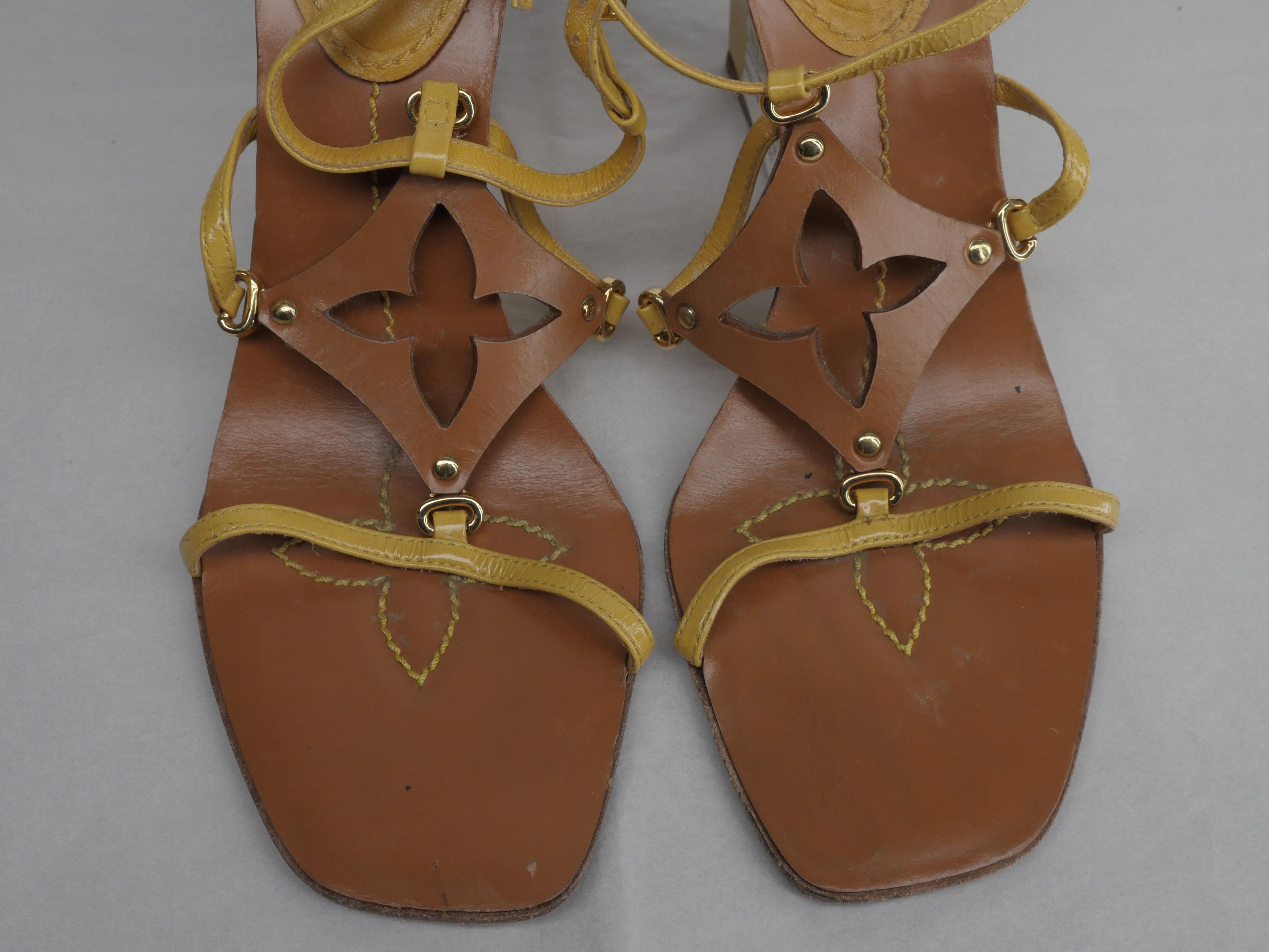Brown Louis Vuitton Size 39 Monogram Wedge Sandals