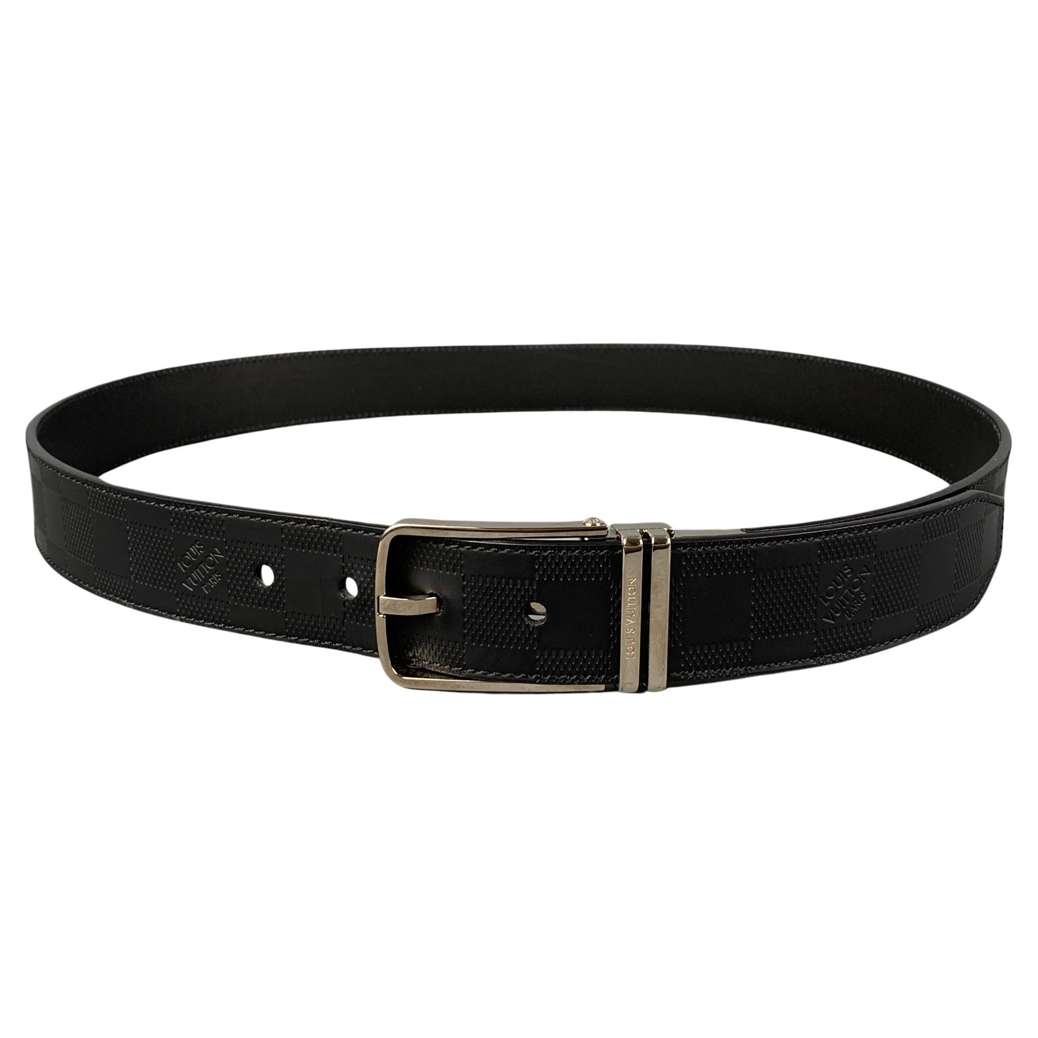 LOUIS VUITTON Size 40 Black Damier Leather Belt