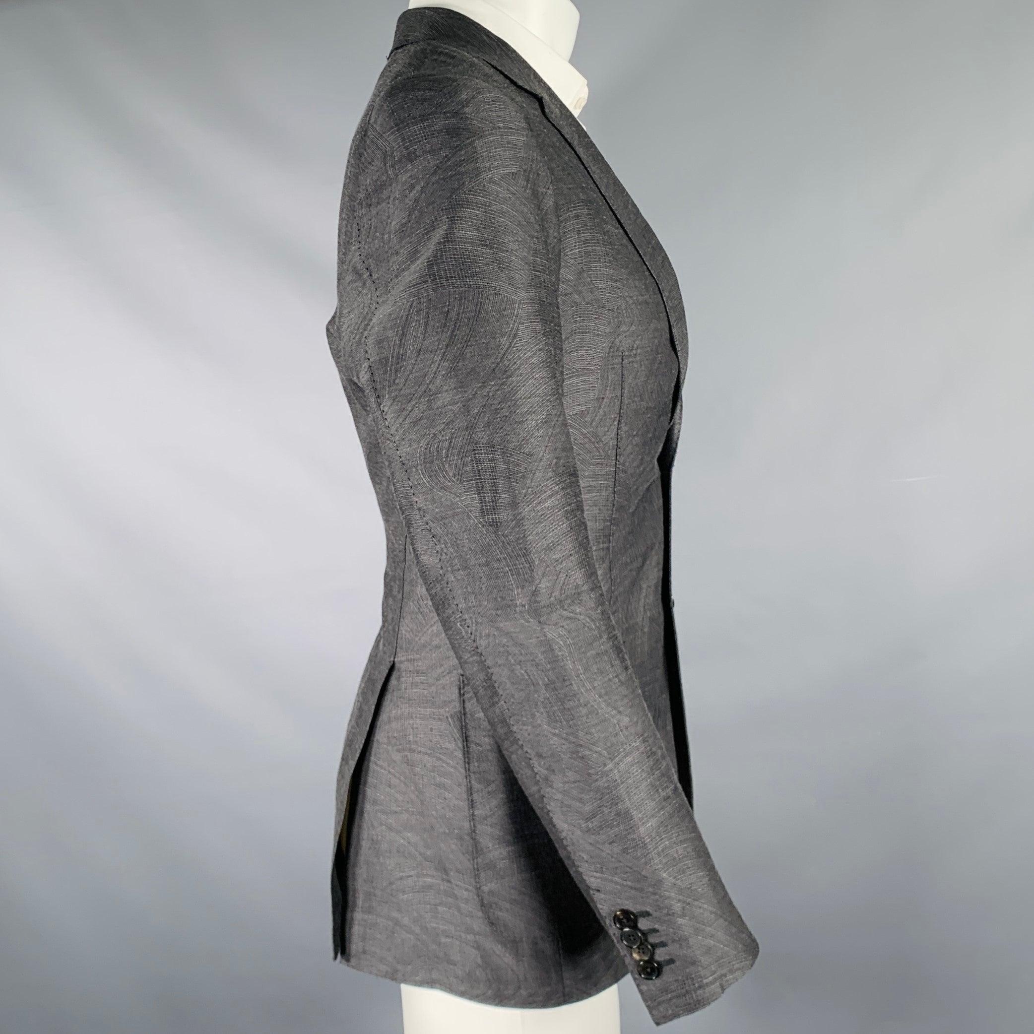Gray LOUIS VUITTON Size 40 Grey Swirls Wool Silk Sport Coat For Sale