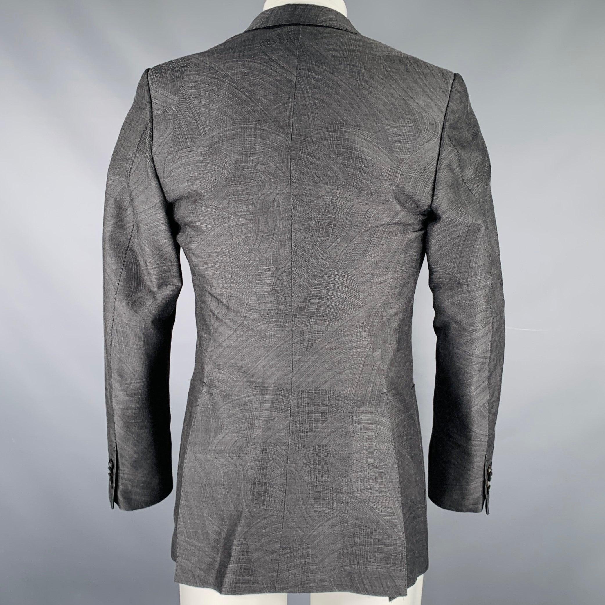 LOUIS VUITTON Size 40 Grey Swirls Wool Silk Sport Coat In Excellent Condition For Sale In San Francisco, CA