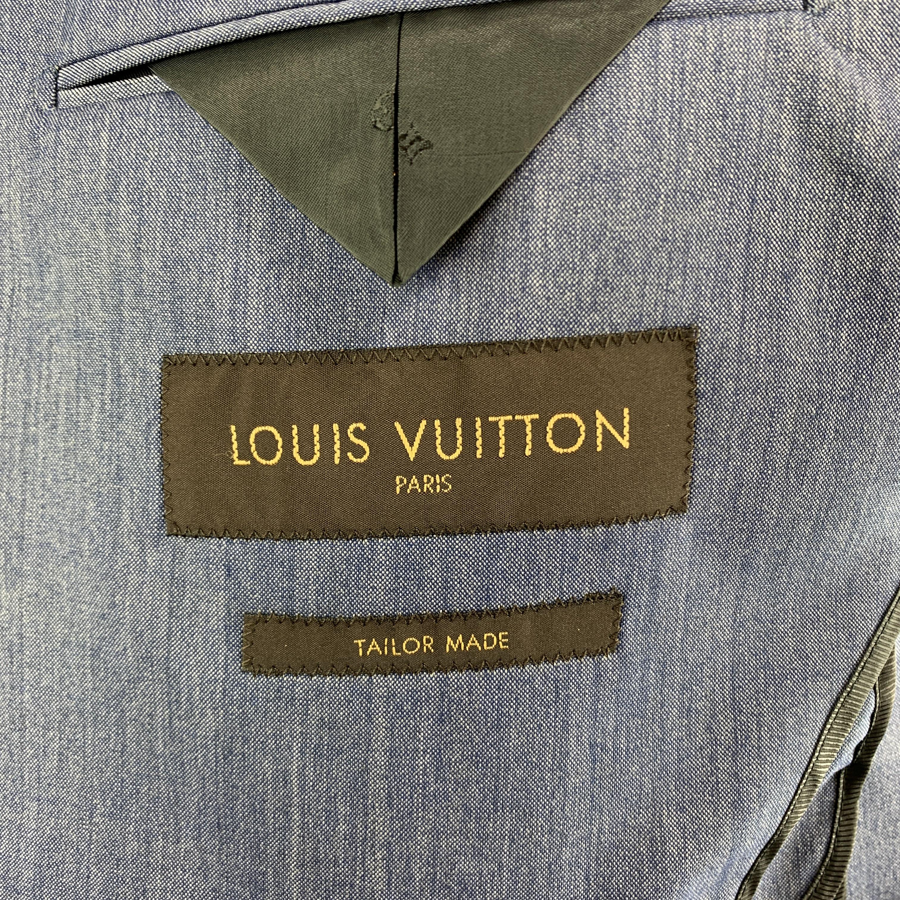 LOUIS VUITTON Size 40 Heather Denim Blue Wool Peak Lapel 2 pc Suit 4