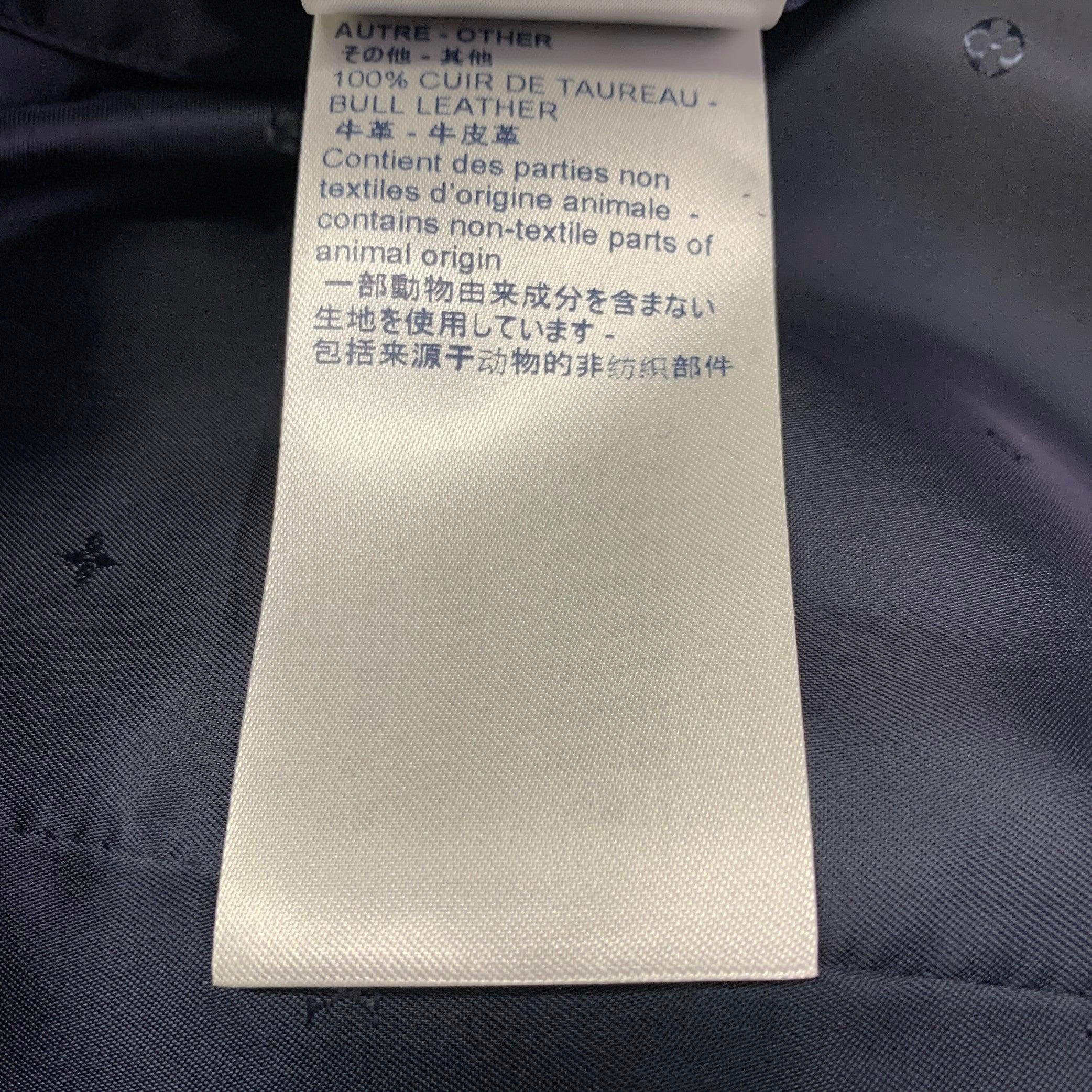 LOUIS VUITTON Size 40 Navy Textured Bull Leather Zip Up Blouson Jacket 4