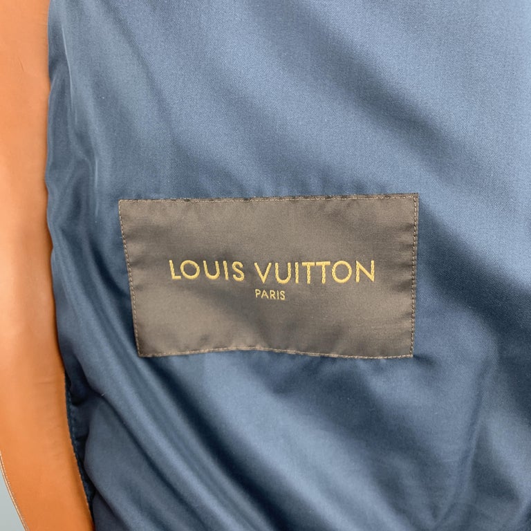 LOUIS VUITTON Size 40 Quilted Navy Down Filled Leather Zip and Snaps ...