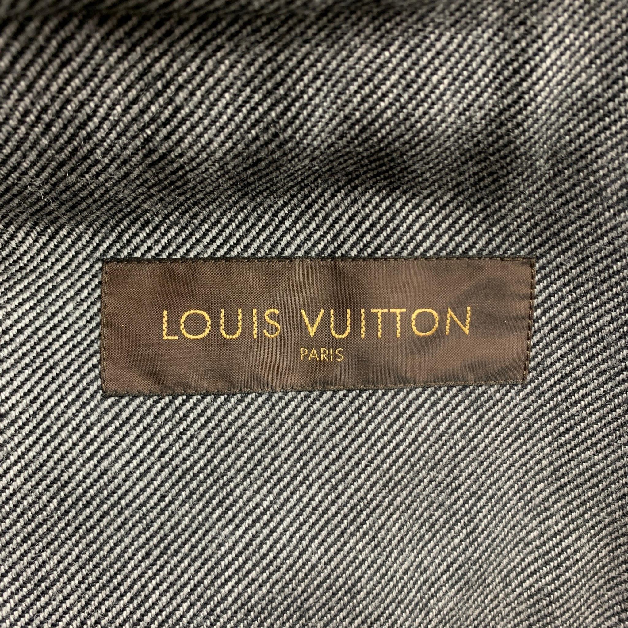 LOUIS VUITTON Size 44 Black & Grey Textured Wool / Alpaca Sport Coat In Excellent Condition In San Francisco, CA