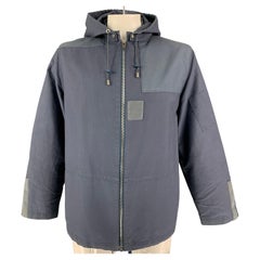 LOUIS VUITTON Size 44 Blue Cotton Detachable Hood Zip Up Jacket