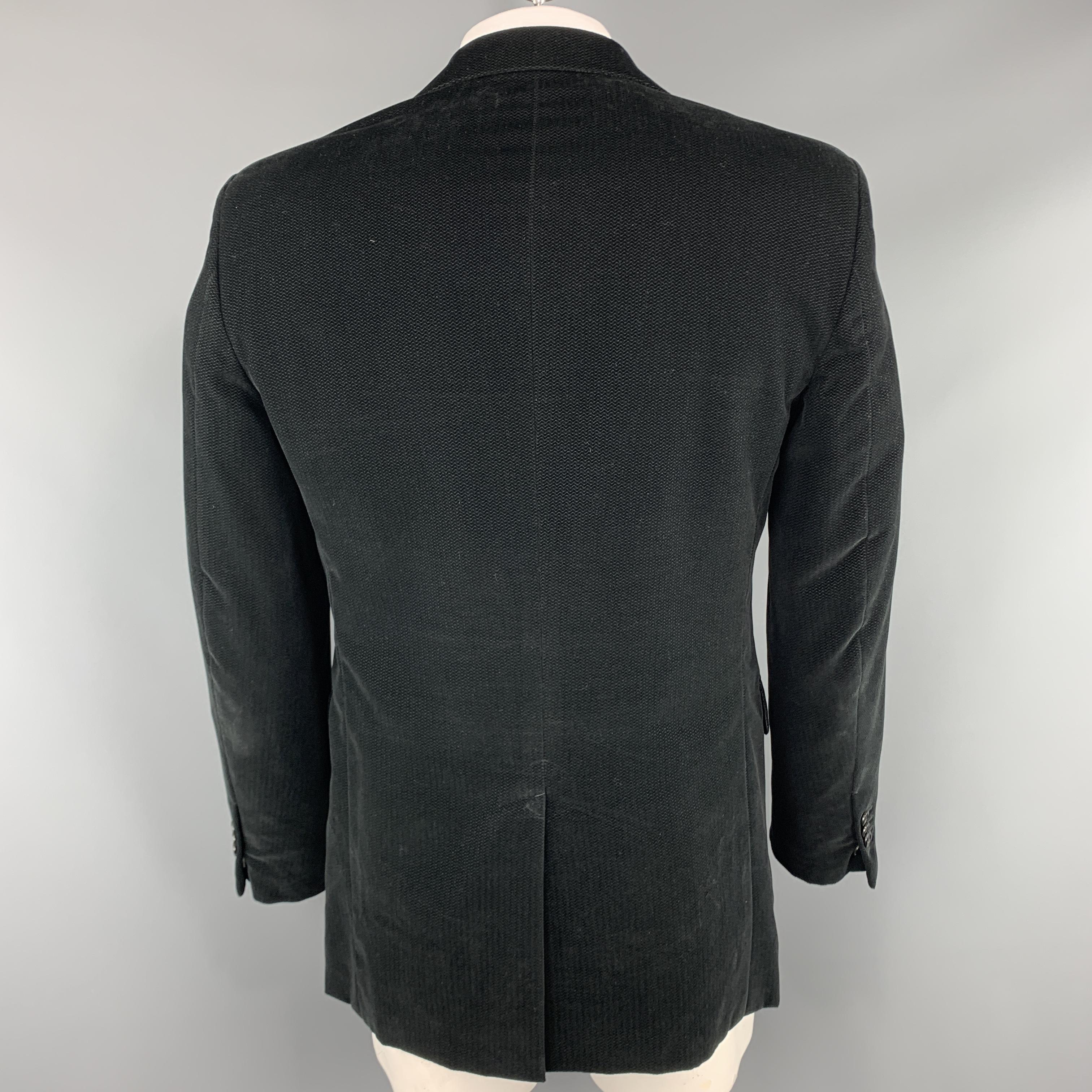 LOUIS VUITTON Size 44 Textured Black Cotton Velvet Notch Lapel Sport Coat In Excellent Condition In San Francisco, CA
