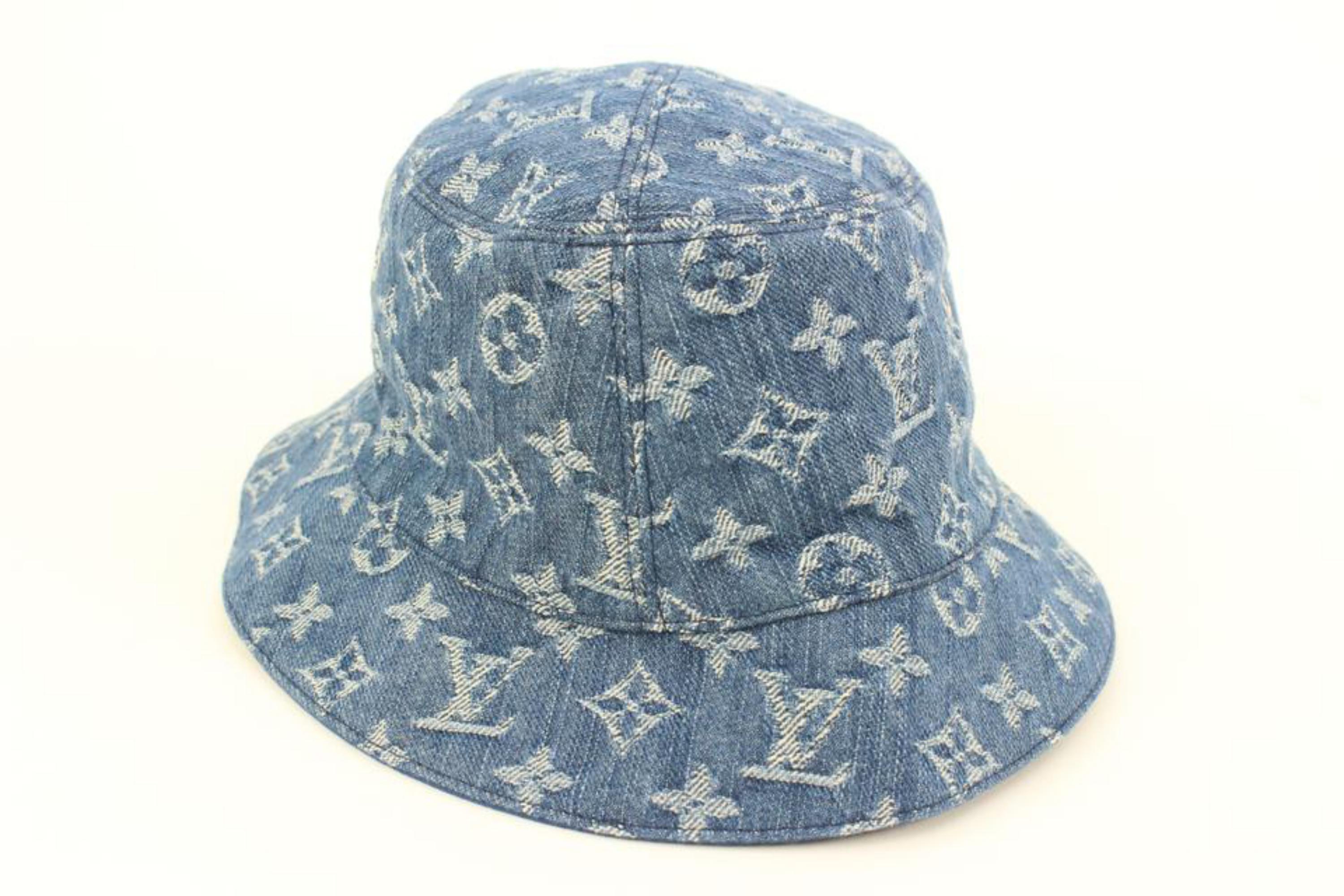 Women's Louis Vuitton Size 58 Monogram Denim Esential Bucket Hat 56LK322S