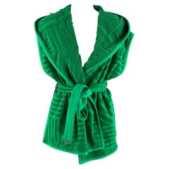 LOUIS VUITTON Size 6 Green Cotton Textured Belted Casual Top