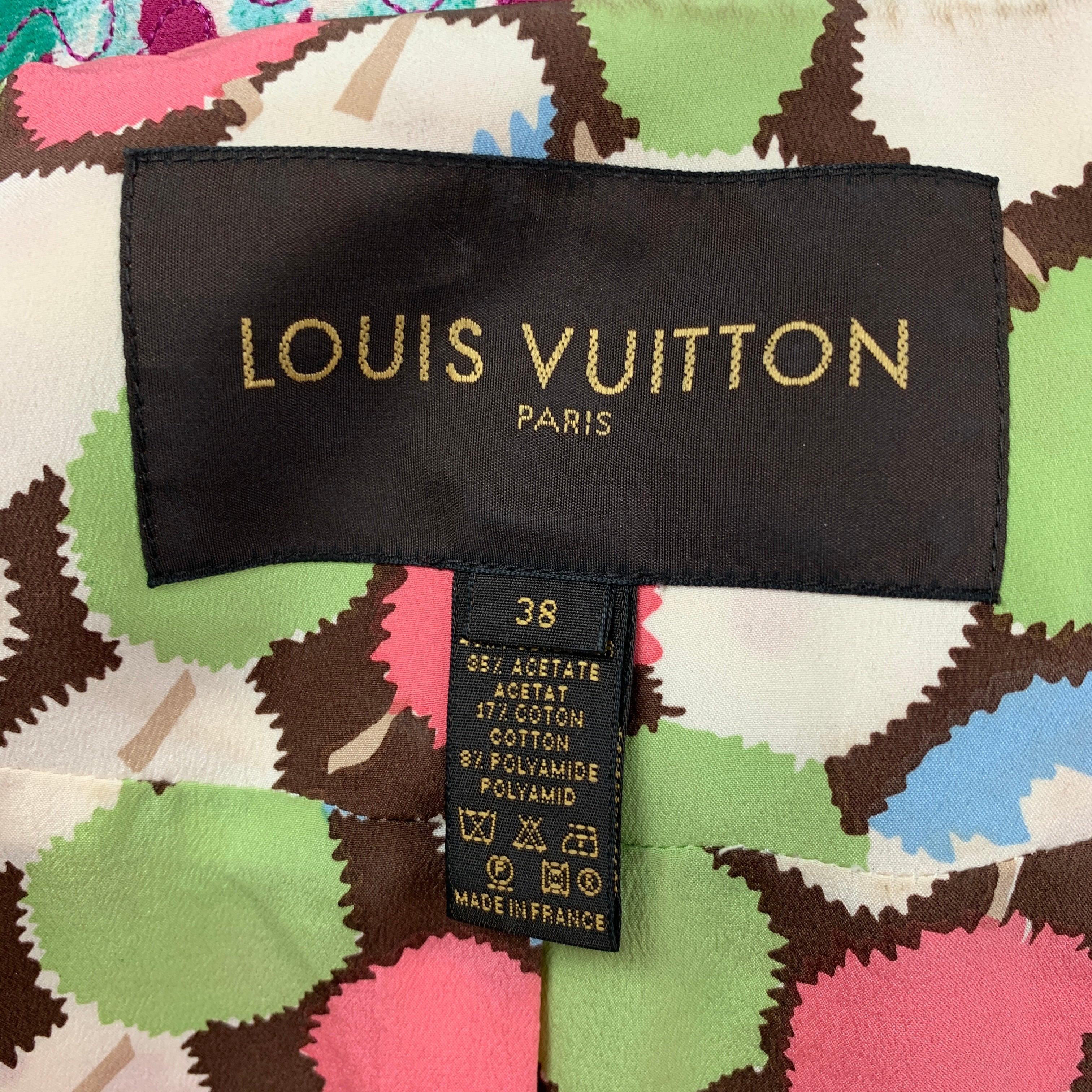LOUIS VUITTON Taille 6 Veste en polyester mélangé brodé multicolore en vente 4