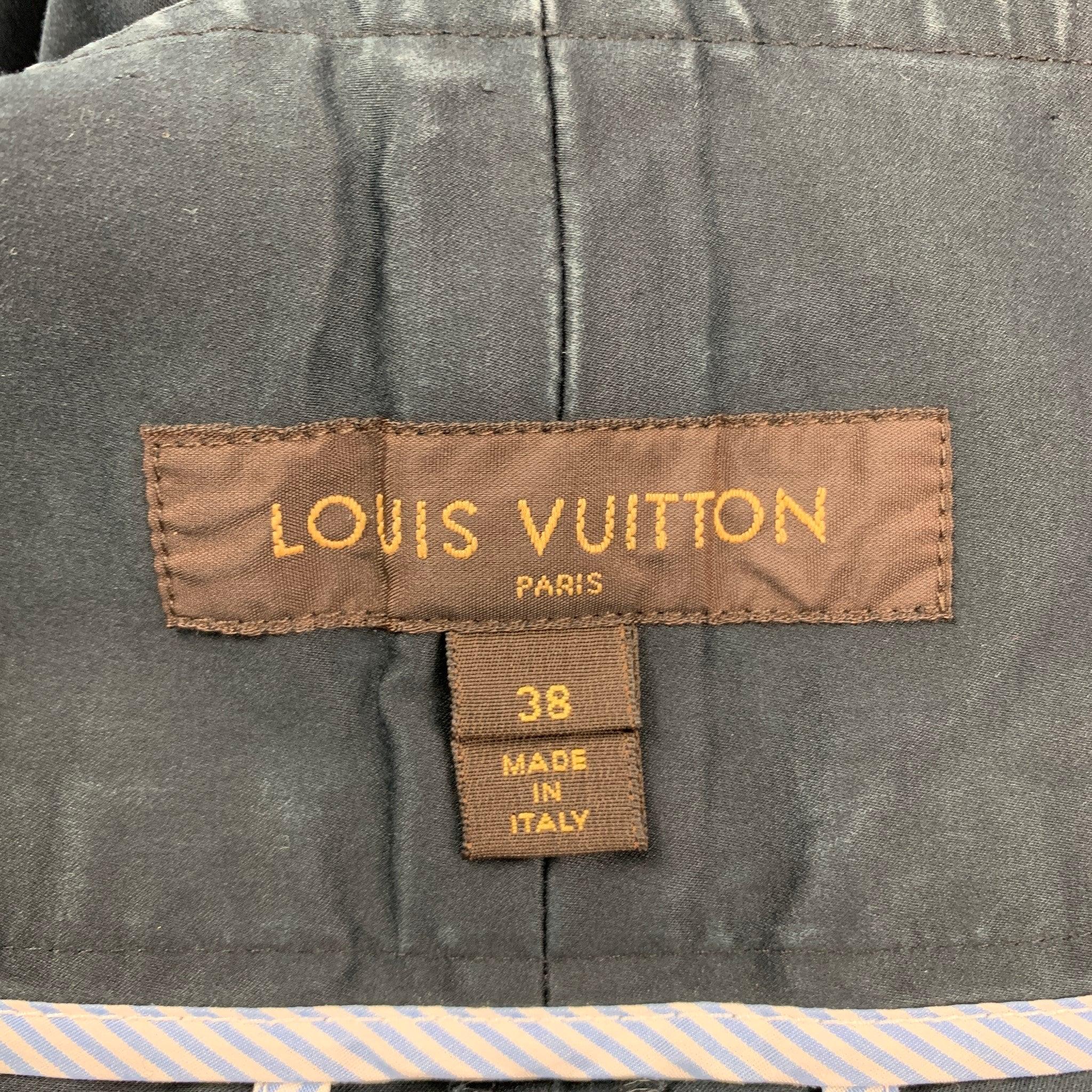 LOUIS VUITTON Size 6 Navy Cotton High Waisted Dress Pants For Sale 2