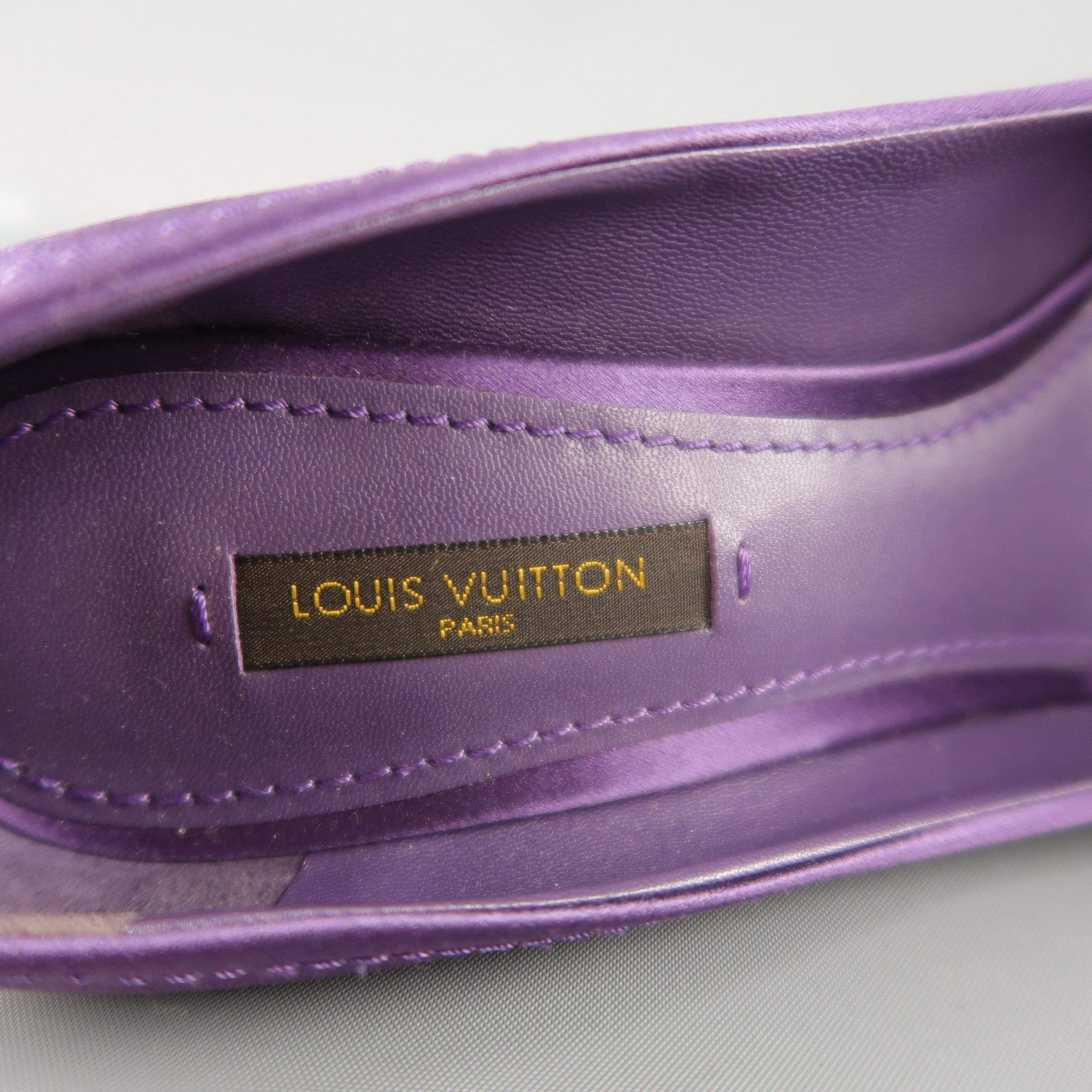 LOUIS VUITTON Size 6 Purple Silk Open Bow Toe Espadrille Pumps 3