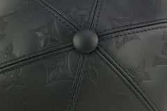 Louis Vuitton Size 60 Black Leather Monogram Shadow Cap Baseball Hat 123lv19