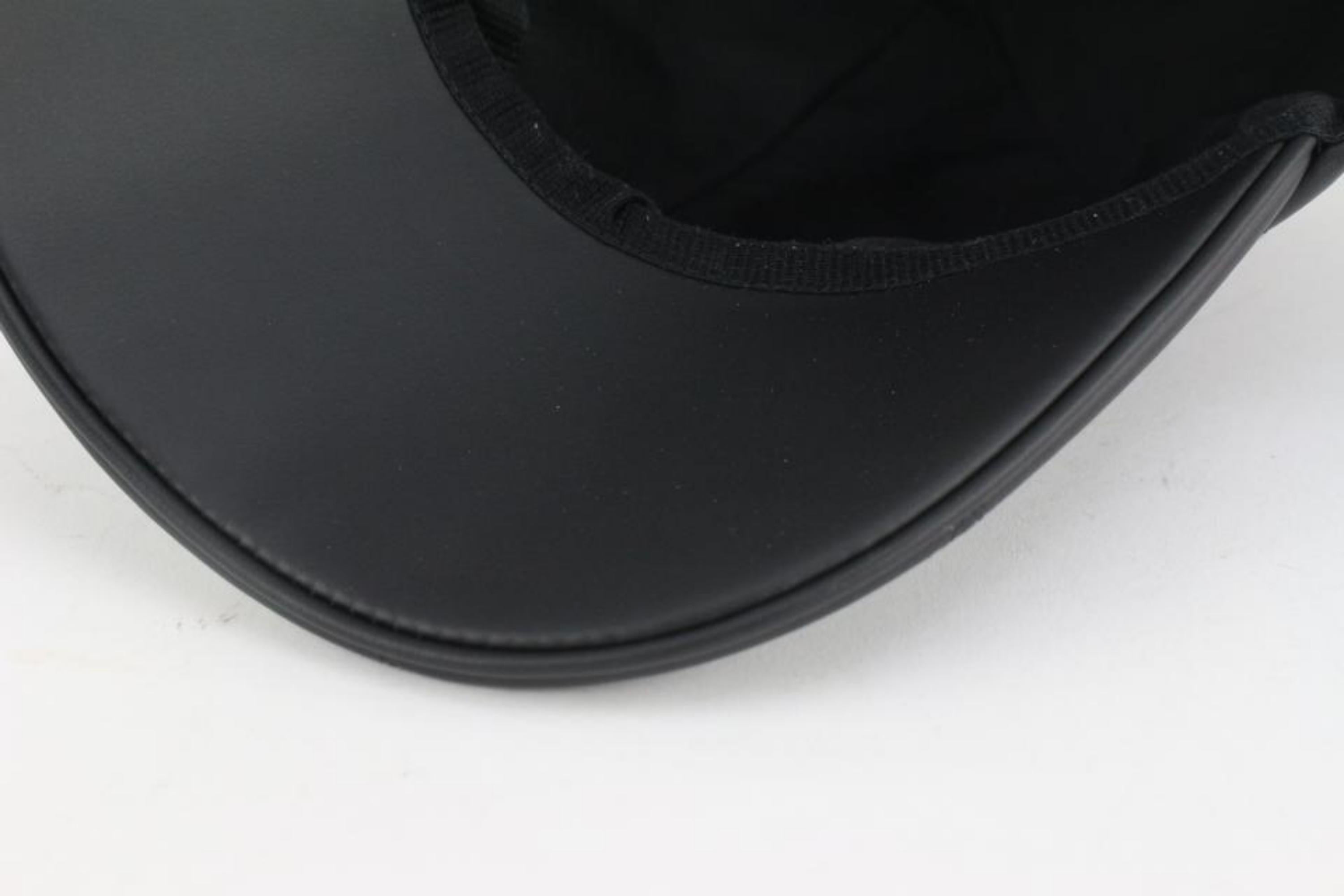Women's or Men's Louis Vuitton Size 60 Black Leather Monogram Shadow Cap Baseball Hat 123lv19 For Sale