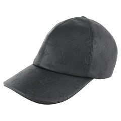 Louis Vuitton - Chapeau de baseball en cuir noir avec monogramme et capuchon en forme d'ombre 123lv19, taille 60