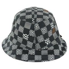 Louis Vuitton Size 60 Black x White Distorted Damier Bucket Hat Fisherman 1115lv