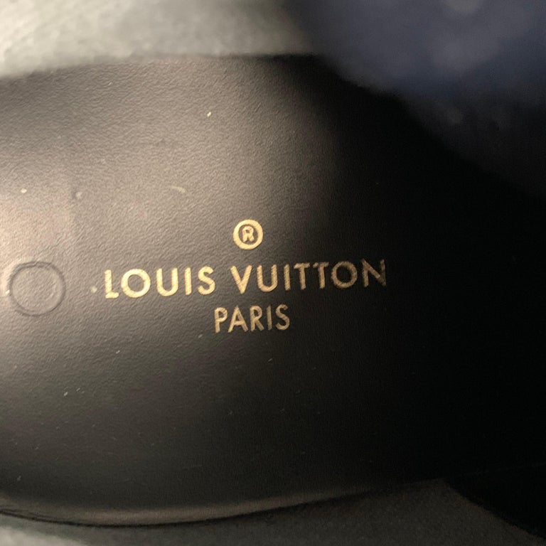 LOUIS VUITTON Size 6.5 Black Patches Leather Metropolis Ranger Boots ...