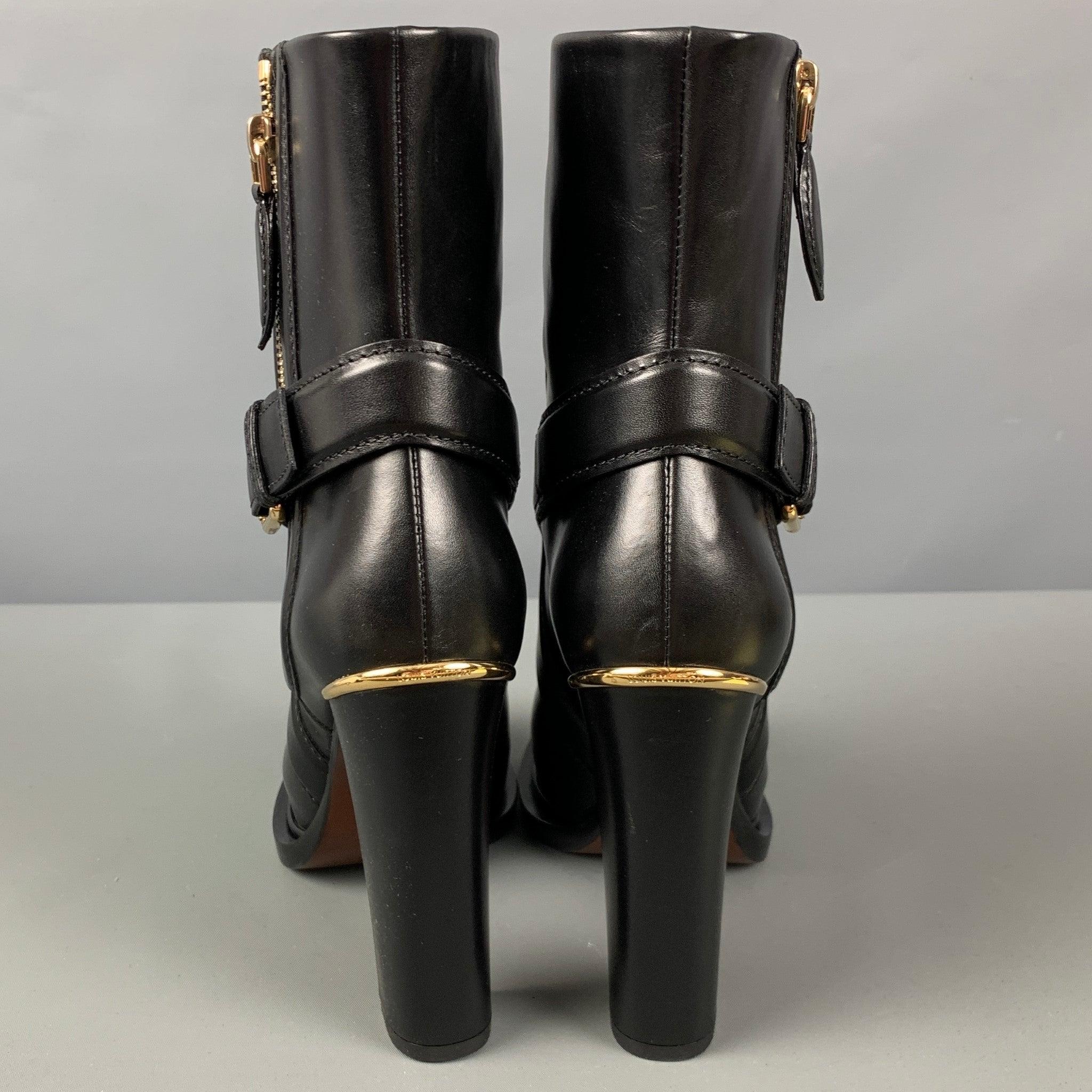LOUIS VUITTON Size 7 Black Leather Boots In Good Condition In San Francisco, CA