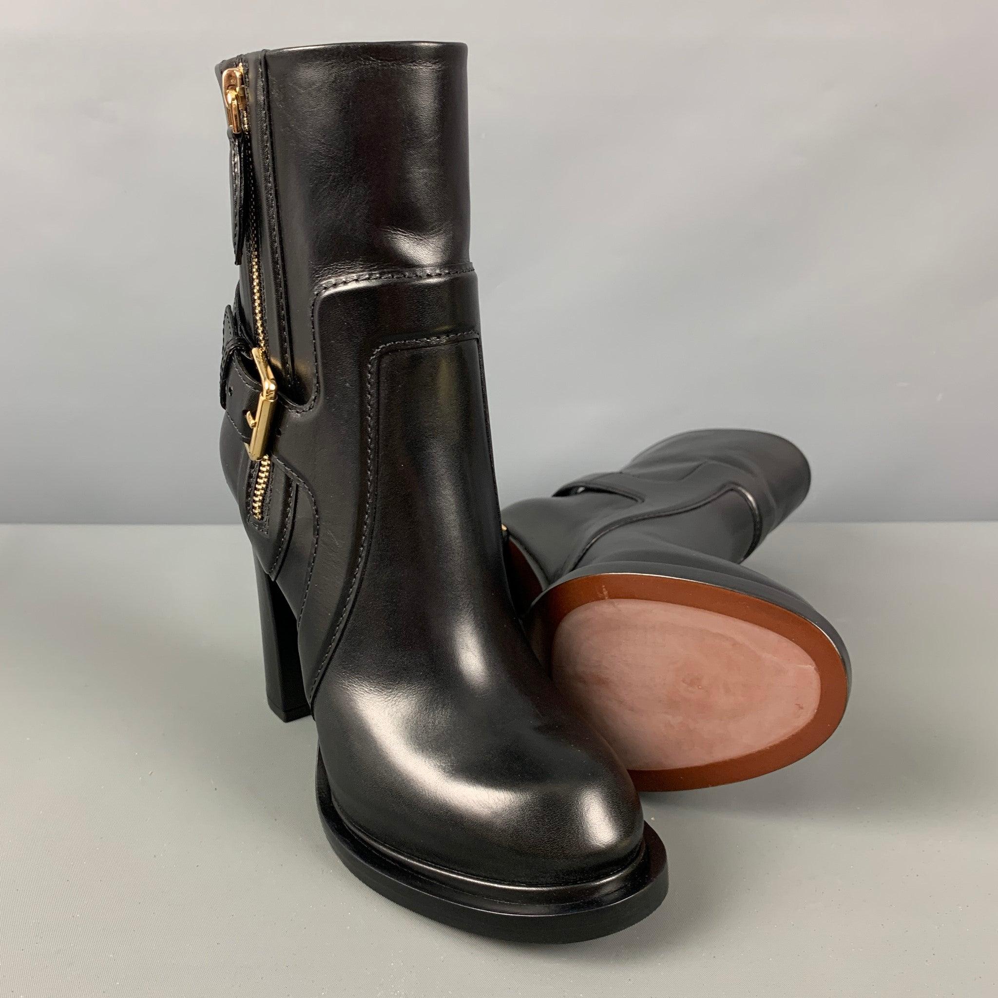 LOUIS VUITTON Size 7 Black Leather Boots 1