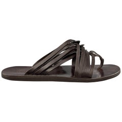 LOUIS VUITTON Size 7 Brown Solid Leather Multi Straps Thong Sandals