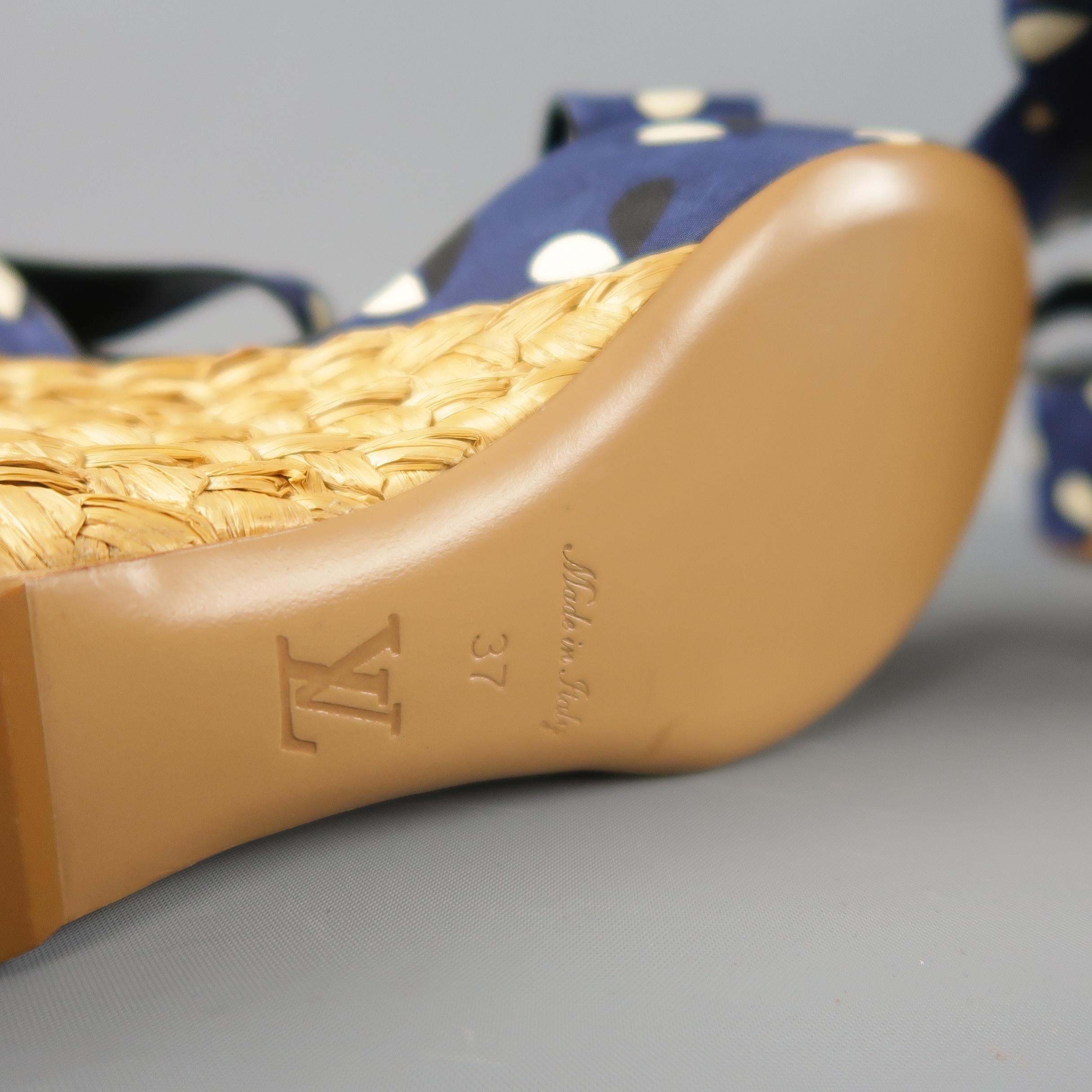 LOUIS VUITTON Size 7 Navy Fabric Braided Espadrille Platform Wedge Sandals 3