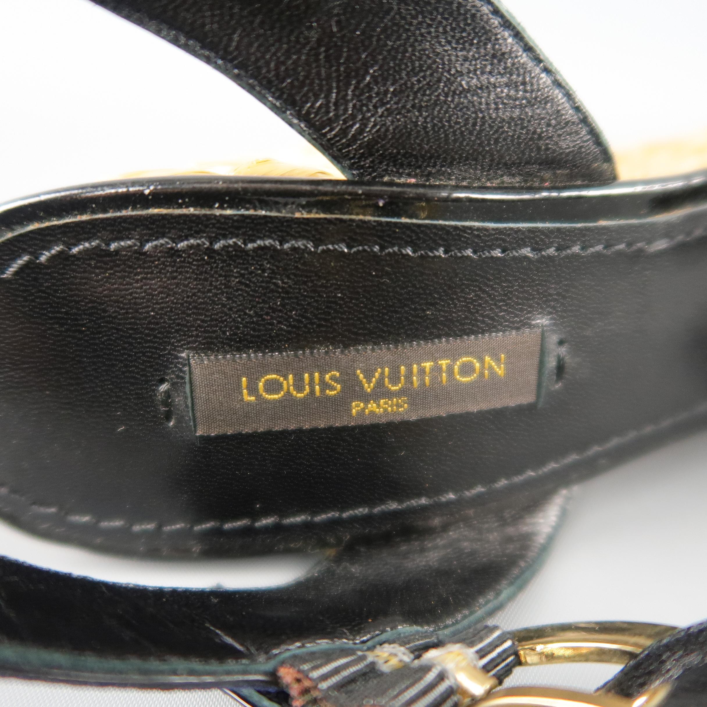 LOUIS VUITTON Size 7 Navy Fabric Braided Espadrille Platform Wedge Sandals 4