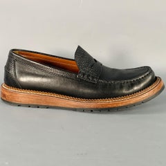 LOUIS VUITTON Size 7.5 Black Leather Penny Loafers