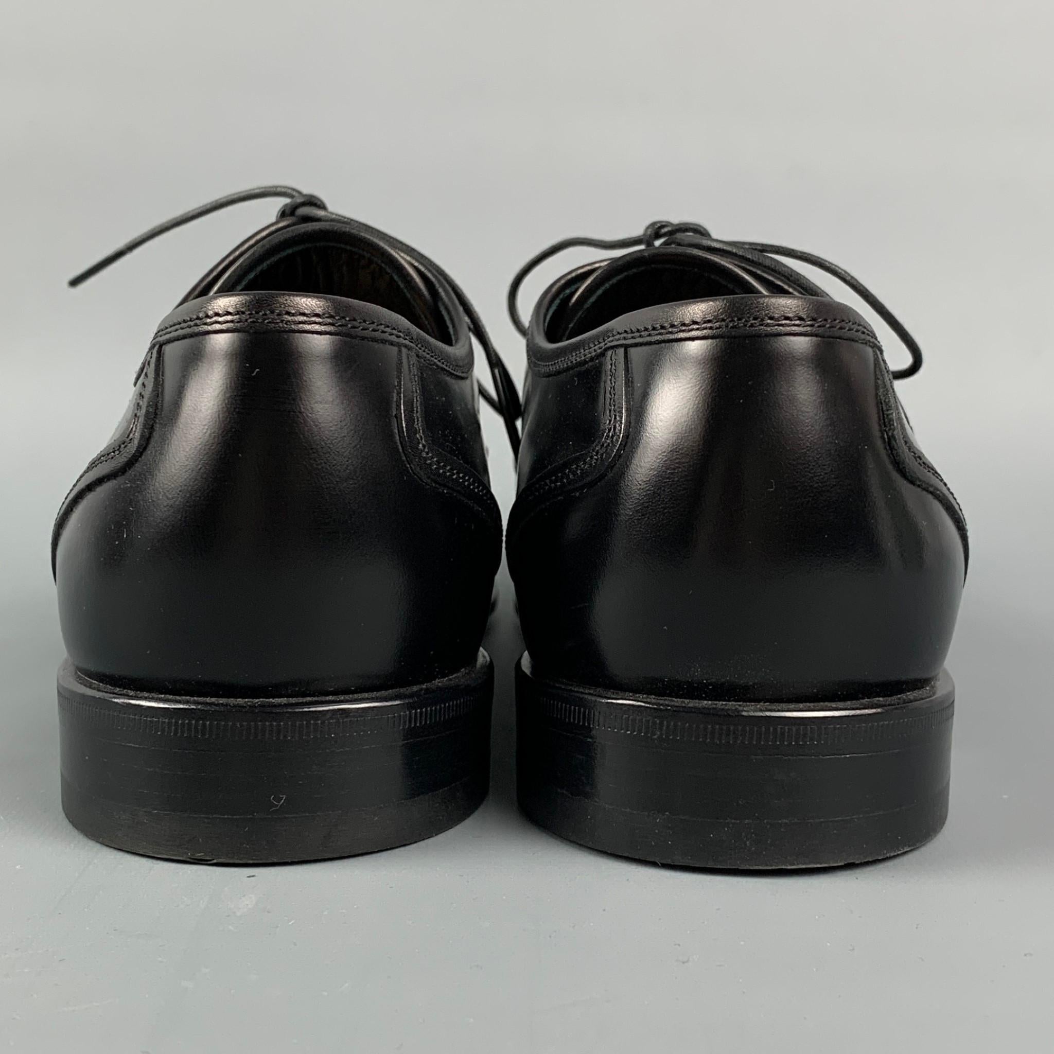 LOUIS VUITTON Size 7.5 Black Patent Leather Cap Toe Lace Up Shoes 2