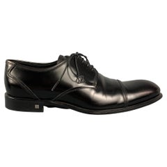 LOUIS VUITTON Size 7.5 Black Patent Leather Cap Toe Lace Up Shoes