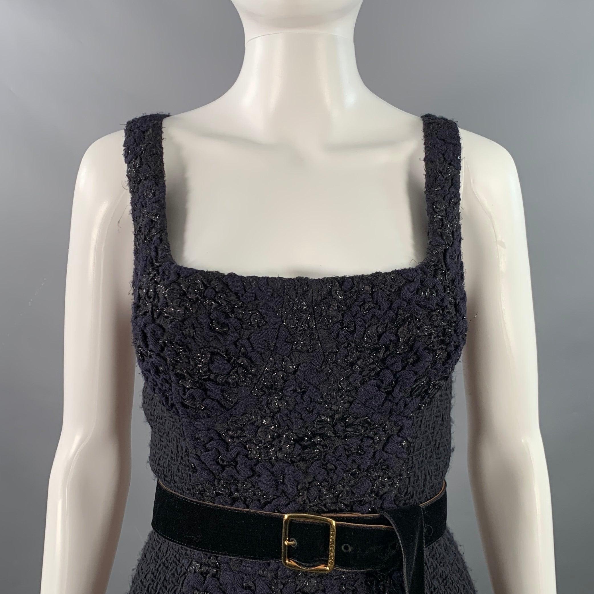 Noir LOUIS VUITTON Taille 8 Robe de cocktail sans manches en acétate noir et bleu nuit en vente